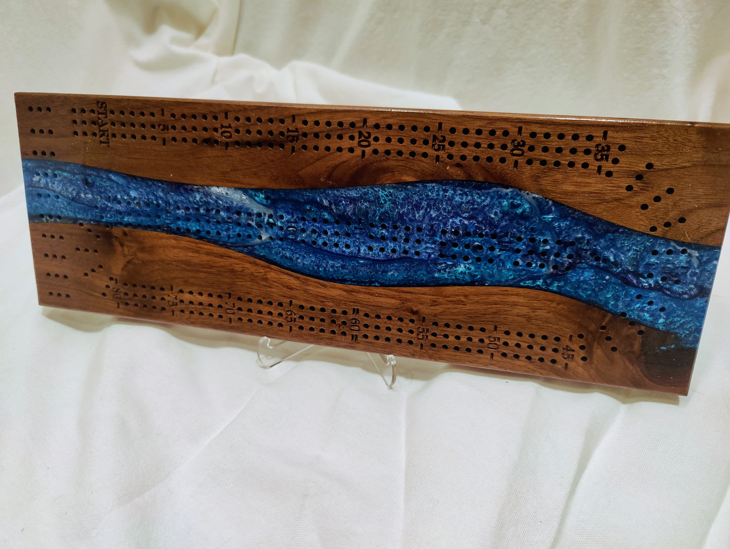 Rustic Walnut & Resin Cribbage Board * 3 Track Cribbage Board * Rustic Walnut