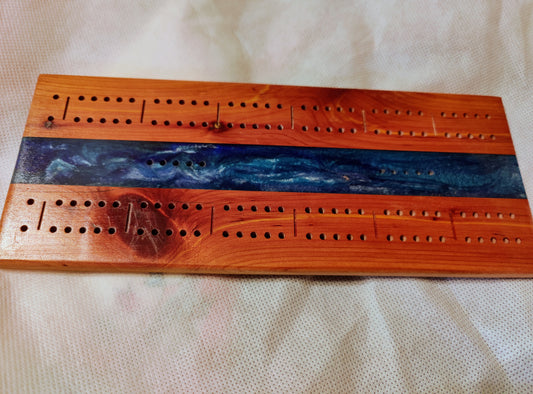 Aromatic Cedar Cribbage Boards With Epoxy Resin Accent • Travel Size Cribbage Board • Wood Cribbage Board