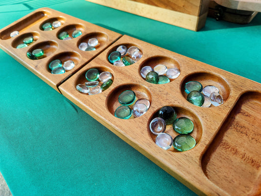 Handmade African Mahogany Mancala Board