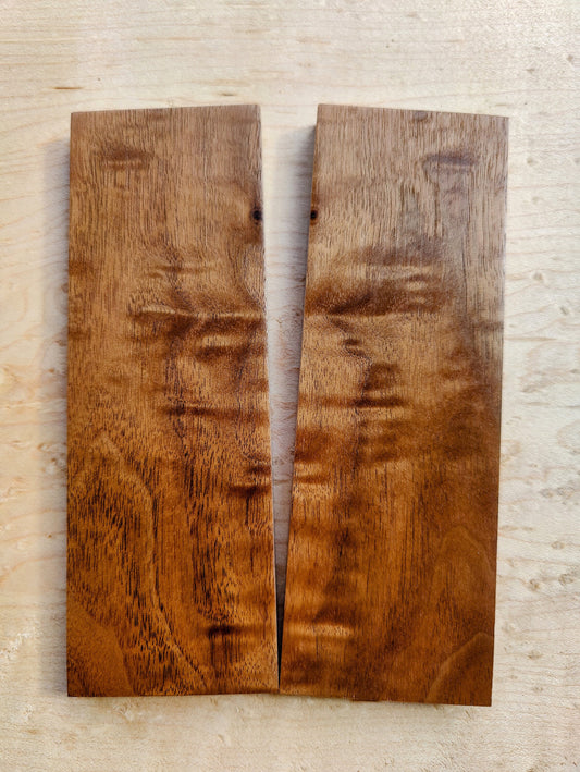 Figured Walnut Knife Scales -- Bookmatched Knife Scales